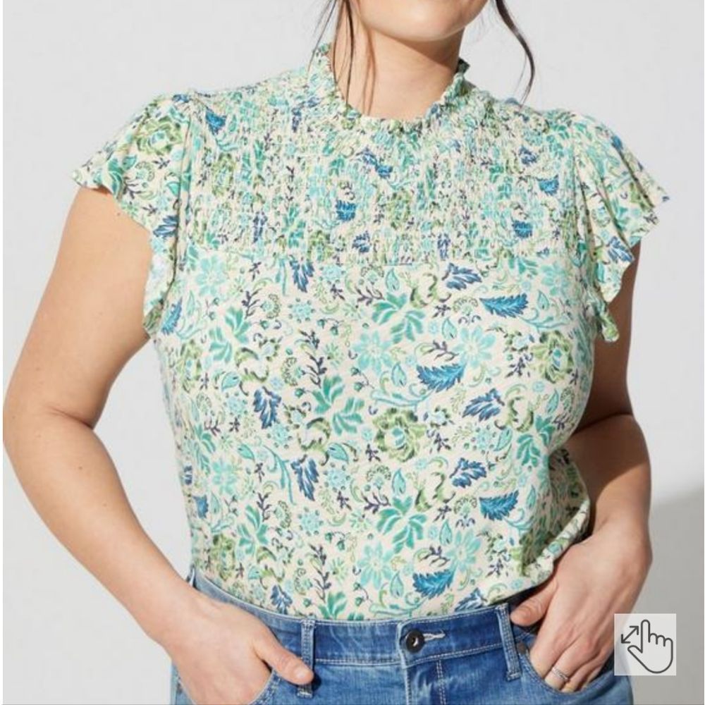 Torrid Cotton Modal Jersey Smocked Mock Neck Top